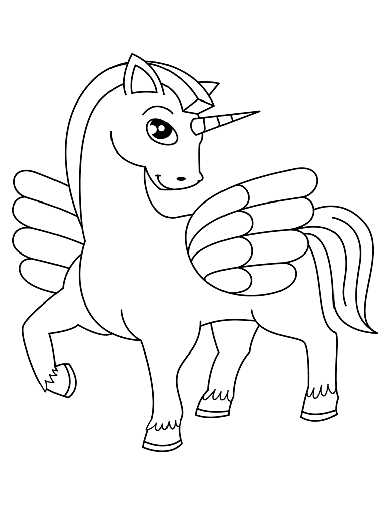 Desenho de Unicornio para colorir e imprimir: número 2