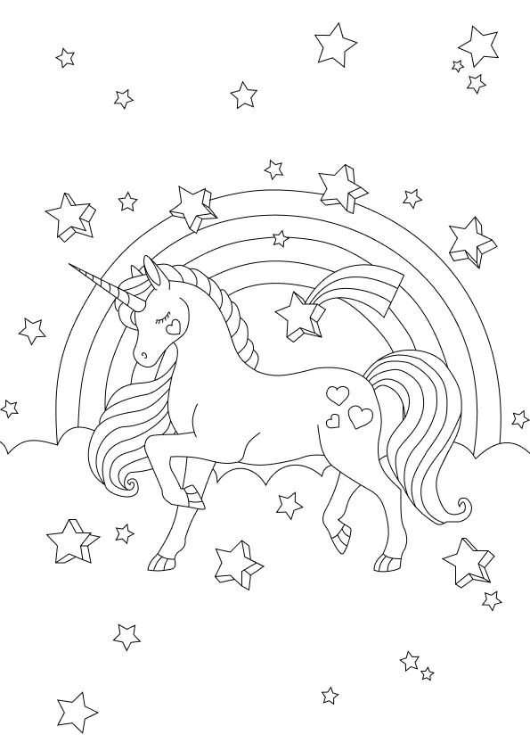 Desenho de Unicornio para colorir e imprimir: número 7