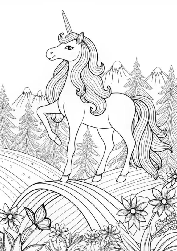 Desenho de Unicornio para colorir e imprimir: número 8