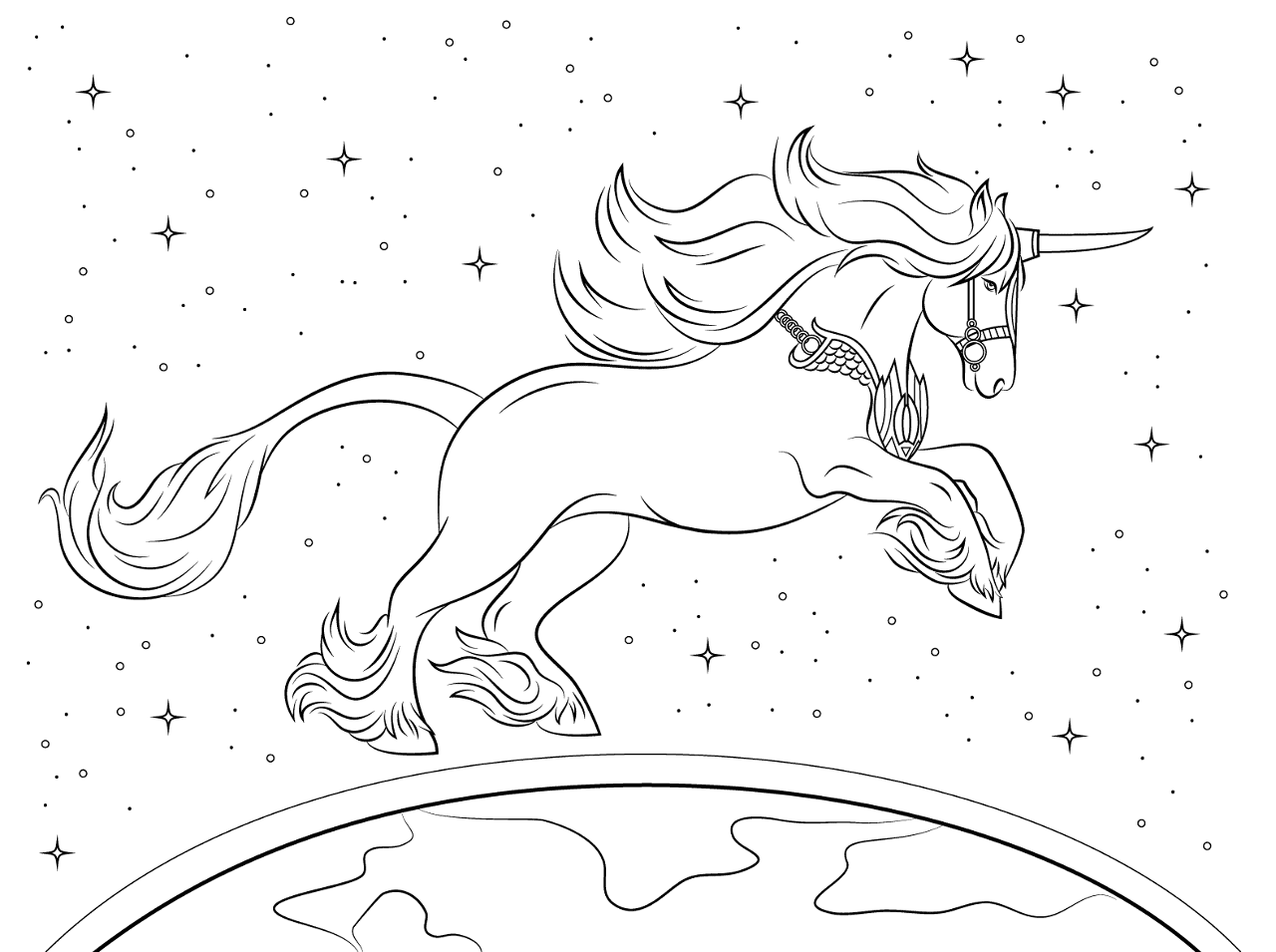 Desenho de Unicornio para colorir e imprimir: número 10