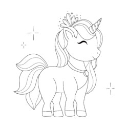 Desenho de Unicornio para colorir e imprimir: número 24