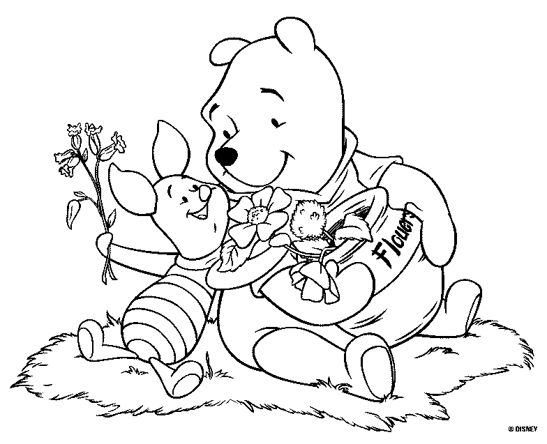 Desenho de Ursinho Pooh para colorir e imprimir: número 7