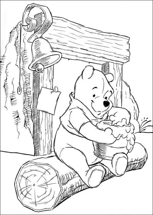 Desenho de Ursinho Pooh para colorir e imprimir: número 9