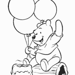 Desenho de Ursinho Pooh para colorir e imprimir: número 14