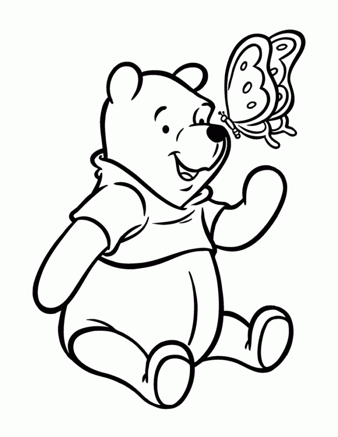 Desenho de Ursinho Pooh para colorir e imprimir: número 17