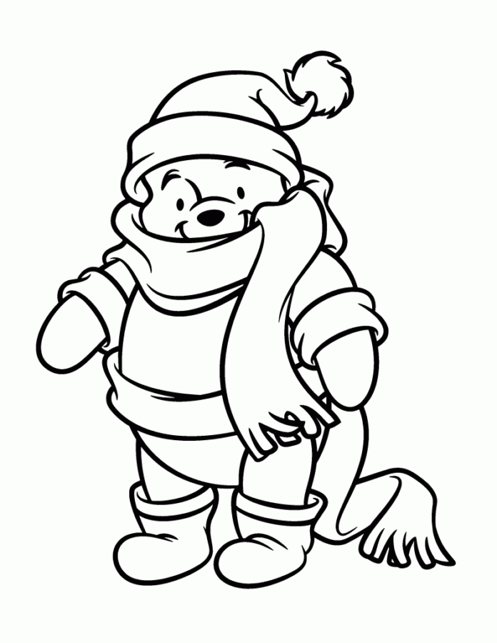 Desenho de Ursinho Pooh para colorir e imprimir: número 19