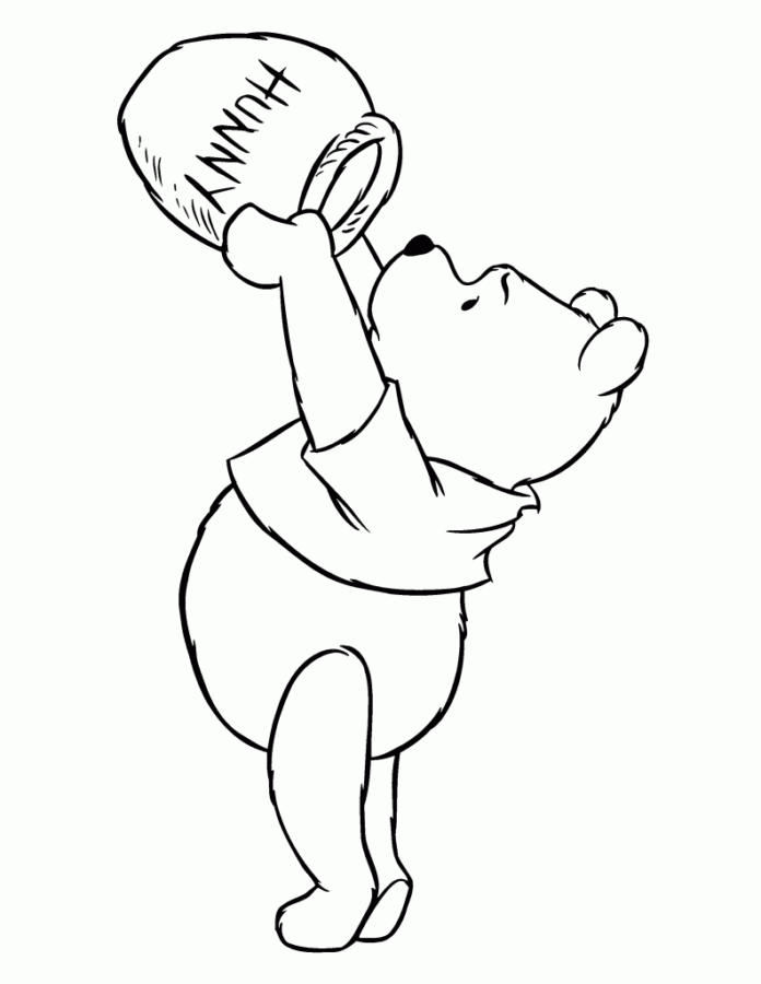 Desenho de Ursinho Pooh para colorir e imprimir: número 20