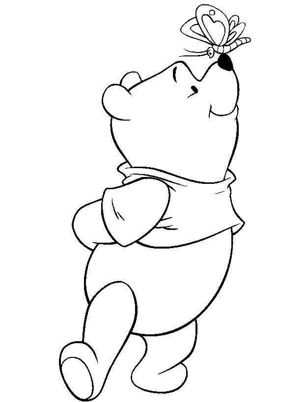 Desenho de Ursinho Pooh para colorir e imprimir: número 22
