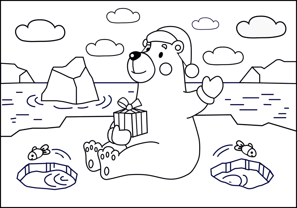 Desenho de Urso Polar para colorir e imprimir: número 2