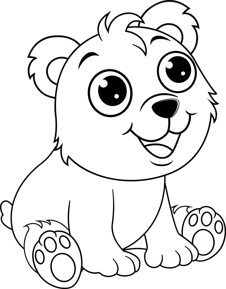 Desenho de Urso Polar para colorir e imprimir: número 5