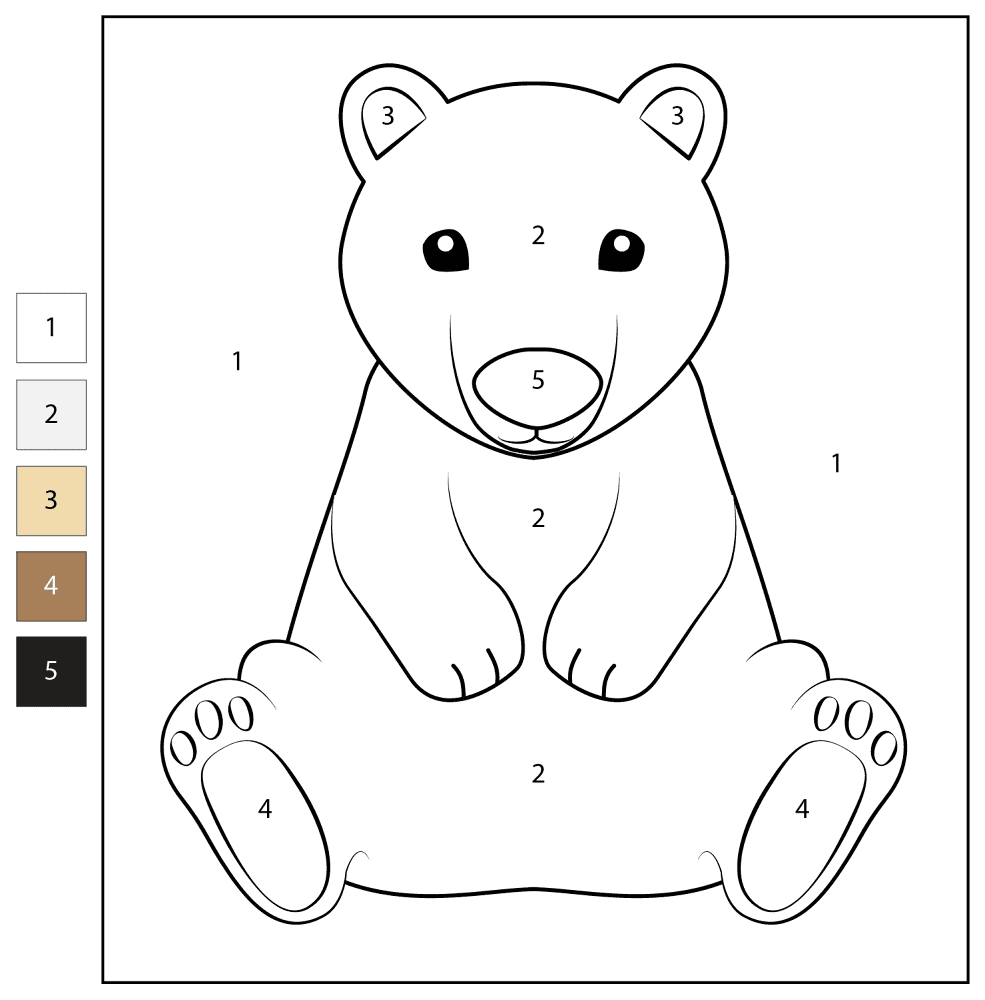 Desenho de Urso Polar para colorir e imprimir: número 22
