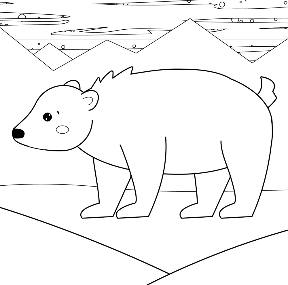 Desenho de Urso Polar para colorir e imprimir: número 34