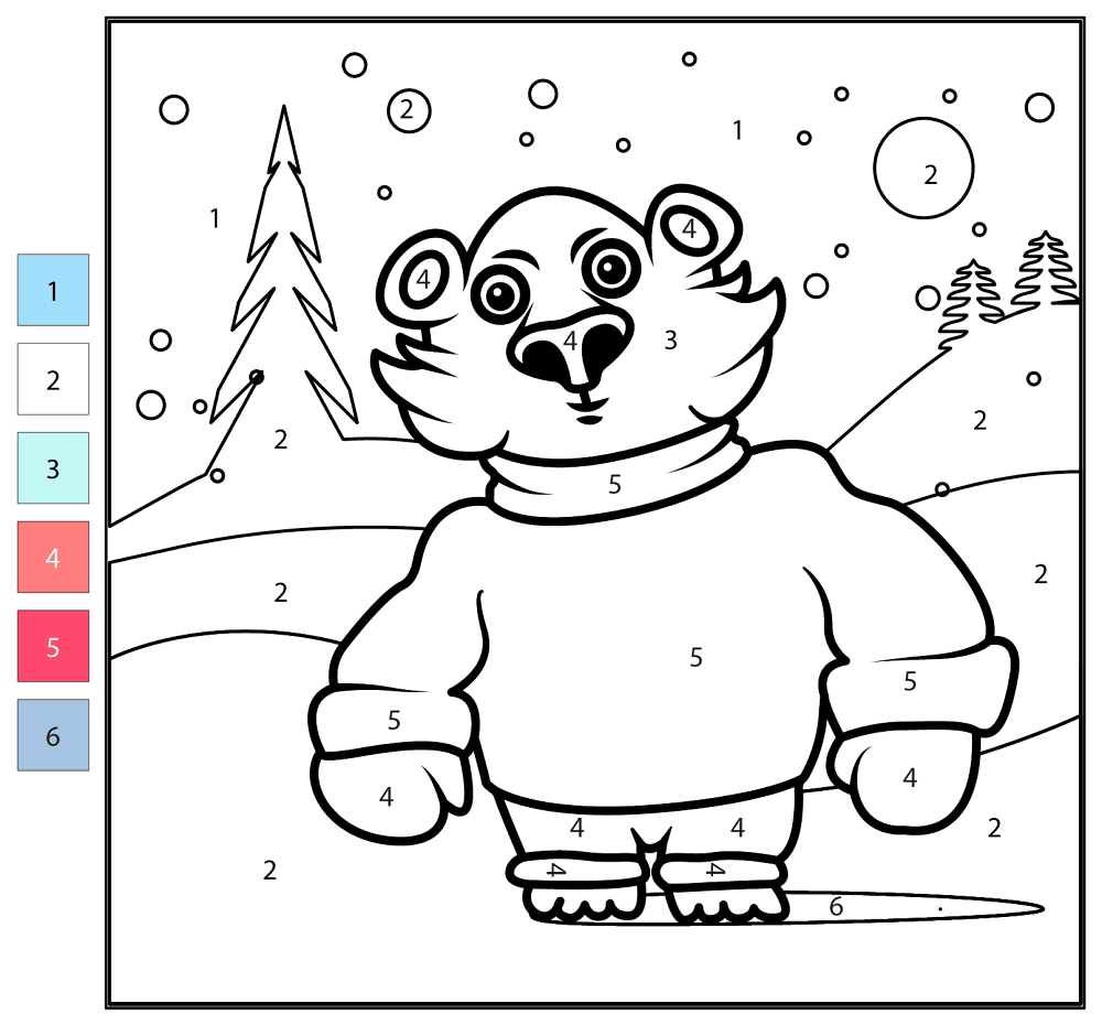 Desenho de Urso Polar para colorir e imprimir: número 44