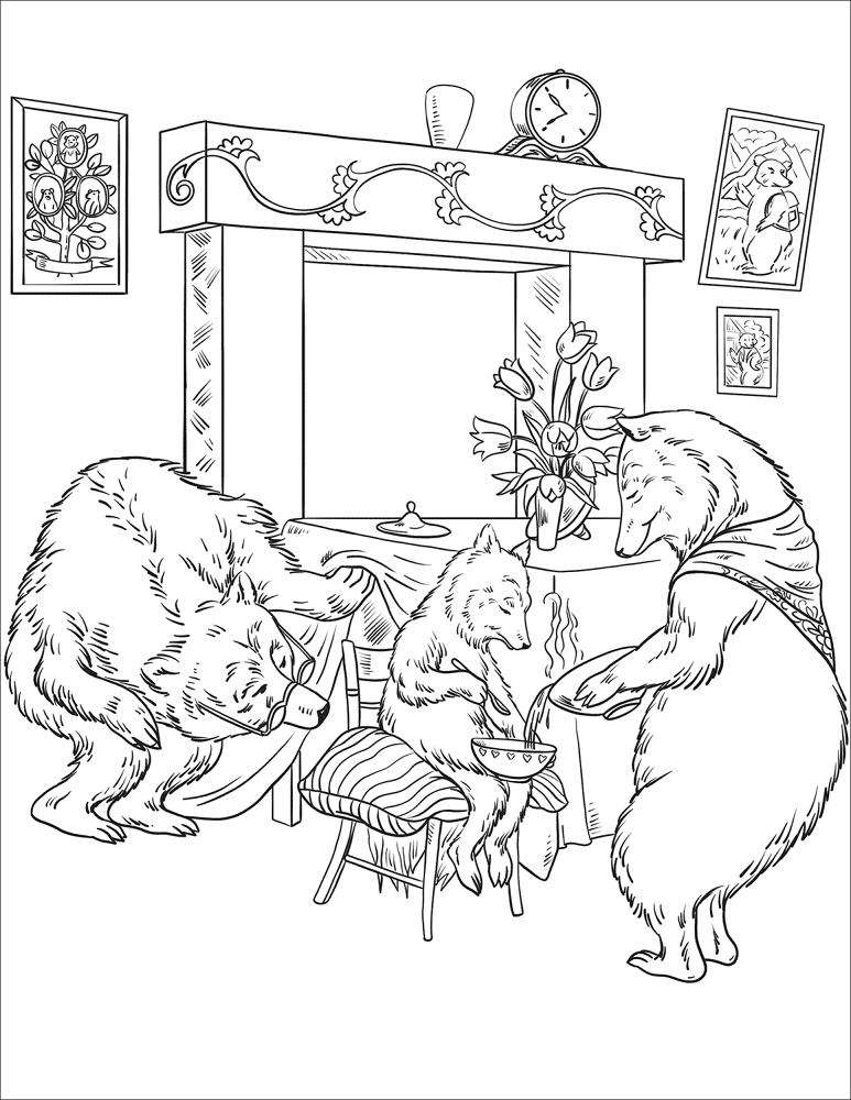 Desenho de Ursos para colorir e imprimir: número 3