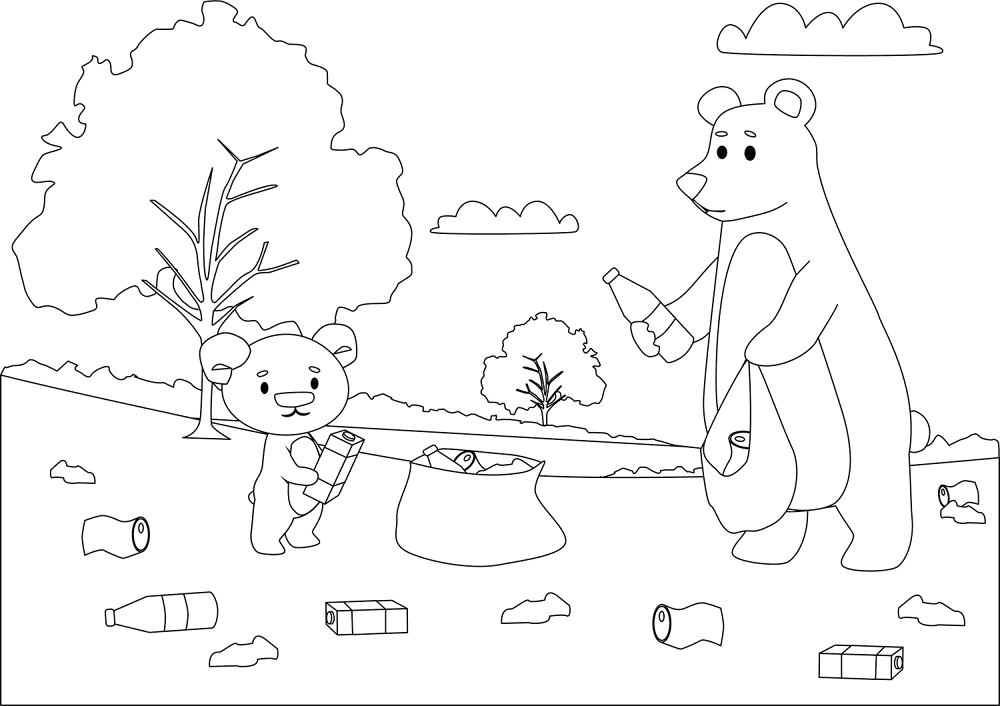 Desenho de Ursos para colorir e imprimir: número 18