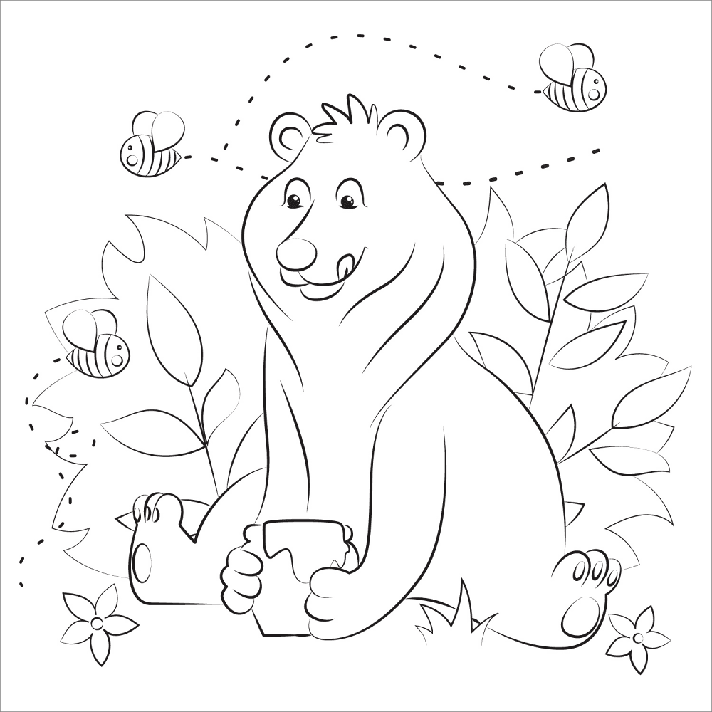 Desenho de Ursos para colorir e imprimir: número 22