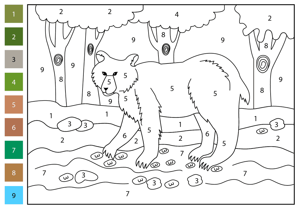 Desenho de Ursos Pardos para colorir e imprimir: número 32