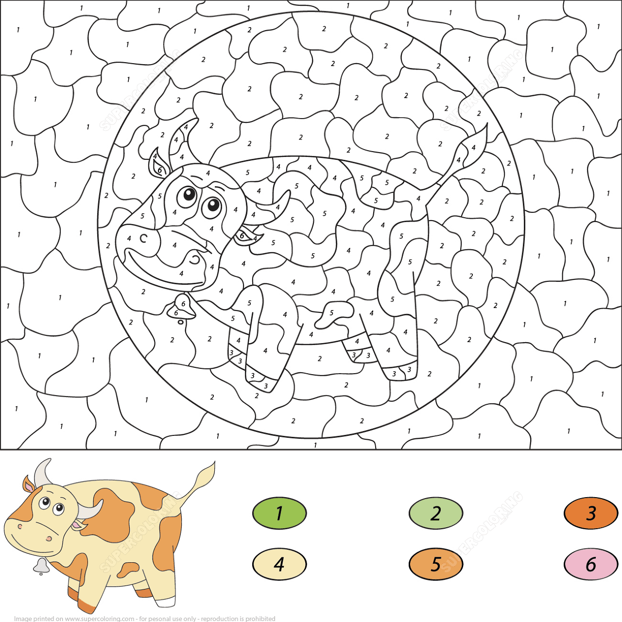 Desenho de Vacas para colorir e imprimir: número 27