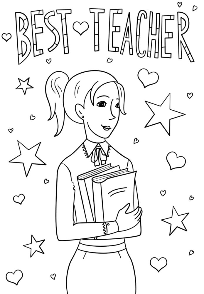 Desenho de Valorização Dos Professores para colorir e imprimir: número 1