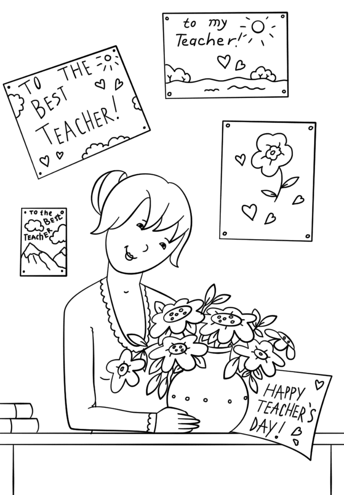 Desenho de Valorização Dos Professores para colorir e imprimir: número 2