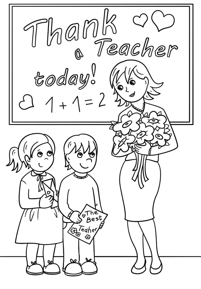 Desenho de Valorização Dos Professores para colorir e imprimir: número 4