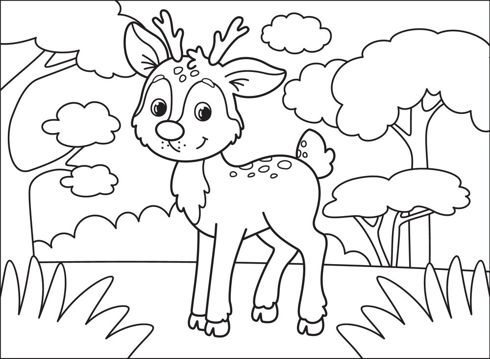 Desenho de Veados para colorir e imprimir: número 1