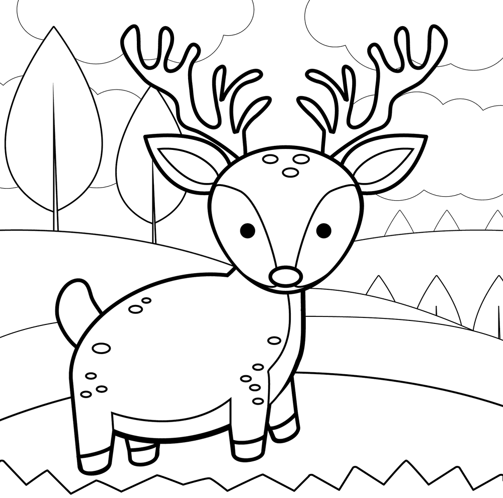 Desenho de Veados para colorir e imprimir: número 14