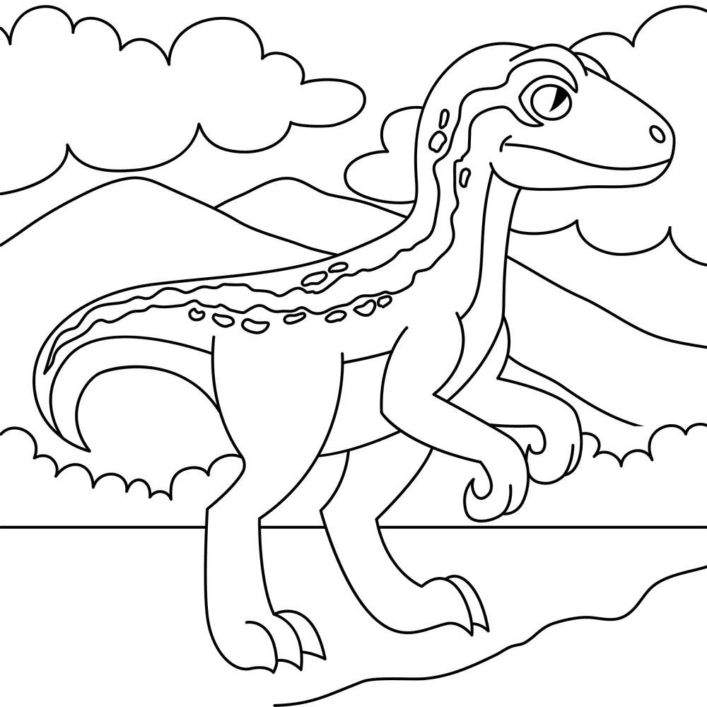 Desenho de Velociraptor para colorir e imprimir: número 7