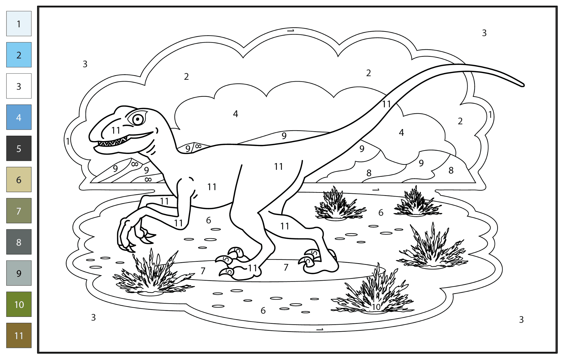 Desenho de Velociraptor para colorir e imprimir: número 15