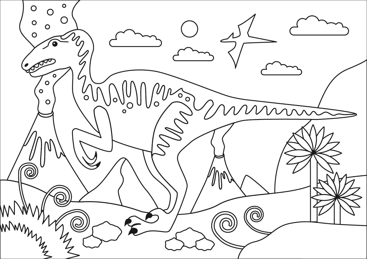 Desenho de Velociraptor para colorir e imprimir: número 16