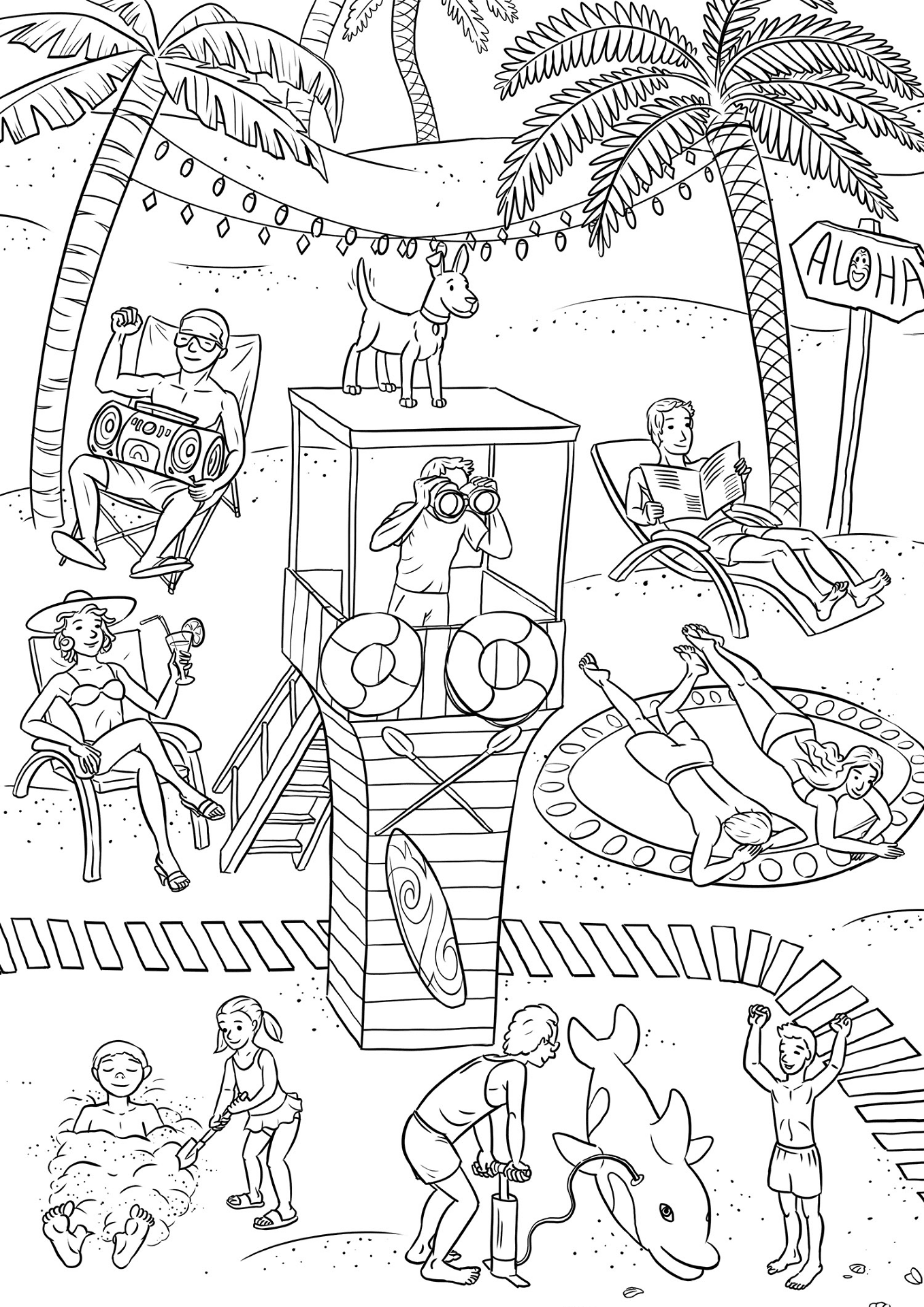 Desenho de Verão para colorir e imprimir: número 45