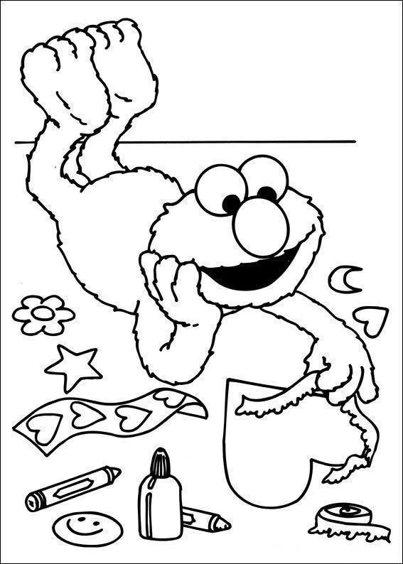 Desenho de Vila Sesamo para colorir e imprimir: número 3
