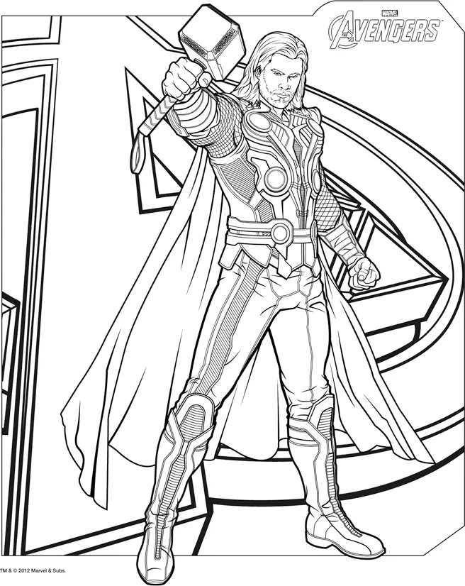Desenho de Vingadores para colorir e imprimir: número 2