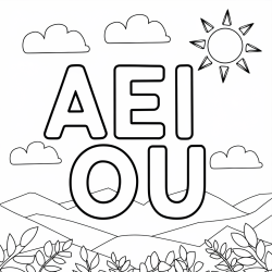 Desenho de Vogais para colorir e imprimir: número 5