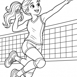 Desenho de Volei para colorir e imprimir: número 1