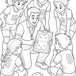 Desenho de Volei para colorir e imprimir: número 5