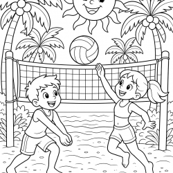 Desenho de Volei para colorir e imprimir: número 6