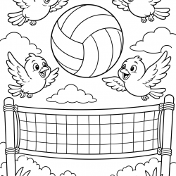 Desenho de Volei para colorir e imprimir: número 7