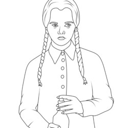 Desenho de Wandinha para colorir e imprimir: número 3