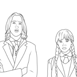 Desenho de Wandinha para colorir e imprimir: número 4