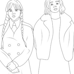 Desenho de Wandinha para colorir e imprimir: número 5