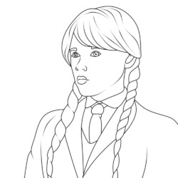 Desenho de Wandinha para colorir e imprimir: número 6