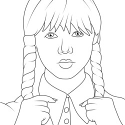 Desenho de Wandinha para colorir e imprimir: número 7