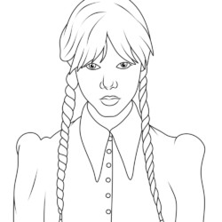 Desenho de Wandinha para colorir e imprimir: número 8