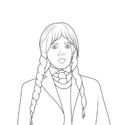 Desenho de Wandinha para colorir e imprimir: número 9
