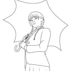 Desenho de Wandinha para colorir e imprimir: número 10