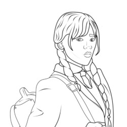 Desenho de Wandinha para colorir e imprimir: número 12