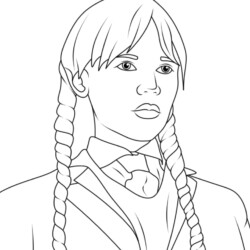 Desenho de Wandinha para colorir e imprimir: número 13