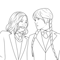 Desenho de Wandinha para colorir e imprimir: número 14