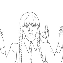 Desenho de Wandinha para colorir e imprimir: número 15